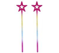 AEIOPRS 2 Pcs Golden Angel Wand for Kids Princess Magic Wand with Sparkling Stars Glittery Flower Girl Wand for Weddings
