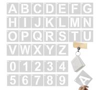 AEIOPRS 36 Pezzi Stencil Lettere e Numeri 5 cm Riutilizzabili Stencil Alfabeto in Plastica per Insegne Legno Torte e Decorazioni Modello Lettera Numero