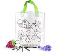 aeioubaby.com 25 Borsette da Colorare + Borsa Riutilizzabile | 25 Bustine singole con 5 Colori a Cera e un Palloncino | Regalo per bambini per le feste e i compleanni (Favola)
