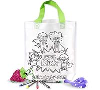aeioubaby.com 25 Borsette da Colorare + Borsa Riutilizzabile | 25 Bustine singole con 5 Colori a Cera e un Palloncino | Regalo per bambini per le feste e i compleanni (Eroi)