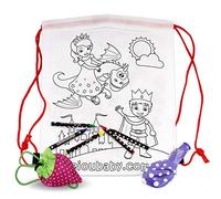 aeioubaby.com 25 Zainetti da Colorare + Borsa Riutilizzabile | 25 Bustine singole con 5 Colori a Cera e un Palloncino | Regalo per bambini per le feste e i compleanni (Favola)