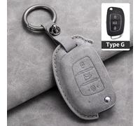 AEIOUPMMA Custodia in Pelle per Chiave Auto a Scatto per Hyundai Grand I10 2023 I20 I30 IX35 IX45 HB20 Elantra Solaris Sonata Santa Fe Sport Tucson (Grigio G)