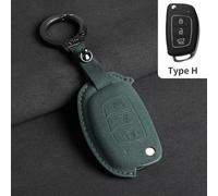 AEIOUPMMA Custodia in Pelle Scamosciata per Chiave Auto a Scatto per Hyundai Grand I10 2023 I20 I30 IX35 IX45 HB20 Elantra Solaris Sonata Santa Fe Sport Tucson (Verde H)