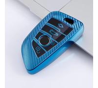 AEIOUPMMA Custodia per Chiave Intelligente per Auto in Fibra di Carbonio TPU con Portachiavi per BMW X1 X3 X5 F15 X6 F16 G30 Serie 7 G11 X1 F48 F39 (Custodia Blu)