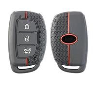 AEIOUPMMA Custodia Protettiva in Silicone per Portachiavi con Anello a Catena e 3 Pulsanti per Hyundai Santa Fe Accent I10 I20 I30 IX35 2013 2014 2015
