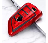 AEIOUPMMA Custodia Protettiva in TPU per Chiave Auto BMW X1 X3 X5 X6 1 2 5 7 F15 F16 E53 E70 E39 F10 F30 G30 Accessori per Portachiavi (Custodia Rossa a 4 Pulsanti)