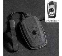 AEIOUPMMA Guscio di Copertura per Chiave Auto per BMW X1 X3 X4 X5 X6 F15 F16 F48 G30 G38 525 540 740 1 2 5 7 Series Custodia Protettiva per Chiave Auto in Pelle Scamosciata (Nero C2)
