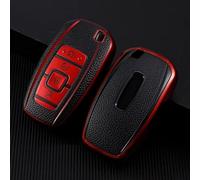 AEIOUPMMA per Lincoln MKC MKZ MKX Navigator Nautilus Pelle TPU Auto Smart 4 Pulsanti Chiave Custodia Borsa Custodia Protettiva Guscio Supporto Portachiavi (Custodia Portachiavi Rossa)