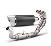 AEIOUPMMA Set Completo di Sistema di Scarico per Moto, Tubo di Collegamento Anteriore, marmitta in Carbonio Slip On per Yamaha MT-09 V3 2021-2023(C Carbon)