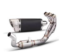 AEIOUPMMA Set Completo di Sistema di Scarico per Moto, Tubo di Collegamento Anteriore, marmitta in Carbonio Slip On per Yamaha MT-09 V3 2021-2023(A)