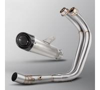 AEIOUPMMA Sistema di Scarico Completo per Moto con Manicotto Scorrevole, silenziatore a Tre Strati con Tubo Anteriore Adatto per Yamaha MT07 FZ07 XSR700 2014-2024(A)