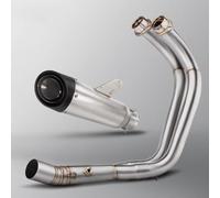 AEIOUPMMA Sistema di Scarico Completo per Moto con Manicotto Scorrevole, silenziatore a Tre Strati con Tubo Anteriore Adatto per Yamaha MT07 FZ07 XSR700 2014-2024(B)