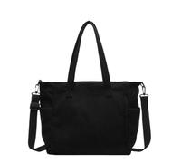 AEJHSIN Bolso Tote de Pana para Mujer Borsa a Tracolla Semplice in Velluto a Coste for Donna, Grande capacità, Borse a da, Viaggio for Ragazze universitarie(Black)