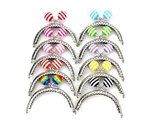 AEJHSIN Chiusura della Pochette 10 Pezzi/Lotto 8,5 cm Strisce Lecca-Lecca Perline Cornice for Borsa in Metallo Brillante e Pulito semicerchio Argento Chiusura a Bacio Accessorio for