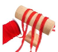 AEJHSIN Elastici 15 Meters Cute Bilateral Ruffle Stretchy Lace Trim Fabric DIY for Home Decor Patchwork 1cm Width Colored Elastic Ribbon(Red)