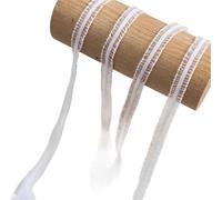 AEJHSIN Elastici 15 Meters Cute Bilateral Ruffle Stretchy Lace Trim Fabric DIY for Home Decor Patchwork 1cm Width Colored Elastic Ribbon(White)