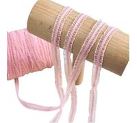 AEJHSIN Elastici 15 Meters Cute Bilateral Ruffle Stretchy Lace Trim Fabric DIY for Home Decor Patchwork 1cm Width Colored Elastic Ribbon(Pink)