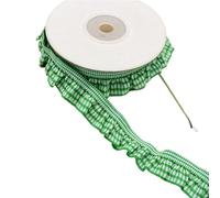 AEJHSIN Elastici 15M 20mm Elastic Color Plaid Ruffled Lace Polyester Needlework Ribbon for DIY Apparel Bra Sewing Supplies Home Deco(Grass Green)