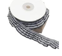 AEJHSIN Elastici 15M 20mm Elastic Color Plaid Ruffled Lace Polyester Needlework Ribbon for DIY Apparel Bra Sewing Supplies Home Deco(Black)