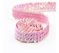 AEJHSIN Elastici 30mm Sequin Lace Trim Elastic Band Ribbon Stretch Fabric for Dress Curtain Clothes DIY Latin Sewing Accessories(Pink,30mm-5Meters)