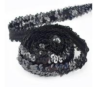 AEJHSIN Elastici 5/10M 30mm Sequins Lace Trim Glitter Elastic Band Clothes Dress Elasticity Ribbon Curtain Laces Fabric DIY Sewing Accessories(Black,30mm-5Meters)