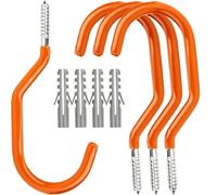 AEJHSIN Ganci Storage Hook Wall | Screw-In Bicycle Hanger for Garage Wall and Ceiling(4 Pcs Orange)
