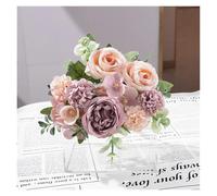 AEJHSIN Ortensie Artificiali 7 teste di fiori artificiali in seta peonia rosa ortensia bouquet decorazioni for la casa festa matrimonio sposa piante finte(Purple)