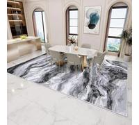 AEKDCL Tappeto antiscivolo grigio e bianco, larghezza 120 × lunghezza 170 cm, morbido a pelo basso, lavabile, moderno astratto, grande tappeto antimacchia, per soggiorno, camera da letto, sala da
