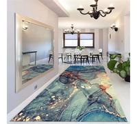 AEKDCL Tappeto antiscivolo verde e oro, larghezza 60 × lunghezza 100 cm, morbido a pelo basso, lavabile, moderno astratto, grande tappeto antimacchia, per soggiorno, camera da letto, sala da pranzo