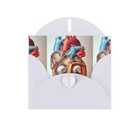 AEKGOHP Biglietto di auguri bianco con motivo anatomia umana a forma di cuore, stampe, per inviti festivi e feste di