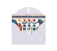 AEKGOHP Biglietto di auguri bianco con stampa folk con cavallo svedese Dala per feste di compleanno