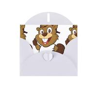 AEKGOHP Biglietto di auguri bianco con stampe di castoro cattivo per inviti a feste di compleanno