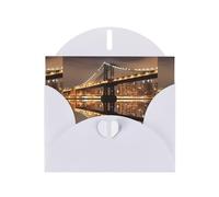 AEKGOHP Biglietto di auguri bianco con stampe notturne del New York Manhattan Bridge per feste di compleanno