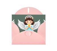 AEKGOHP Biglietto di auguri rosa con stampa di un piccolo angelo per feste di compleanno e inviti