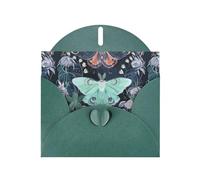 AEKGOHP Biglietto di auguri verde scuro con bellissime stampe di falene per inviti a feste di compleanno