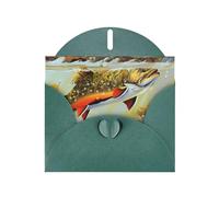 AEKGOHP Biglietto di auguri verde scuro con stampe di pesca a mosca Brook trota, per feste di compleanno