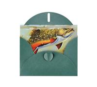 AEKGOHP Biglietto di auguri verde scuro con stampe di pesca a mosca Brook trota, per feste di compleanno