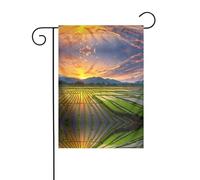 AEKGOHP Campo di risaia sole Stampe Giardino pennone esterno cortile decorazione fronte retro 30,5 x 45,7 cm