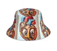AEKGOHP Cappello alla pescatora riflettente stampato con grafici a forma di cuore di anatomia umana, leggero, traspirante, pieghevole, per uomini e donne, nero