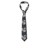 AEKGOHP Cravatta da uomo con stampa di cigni bianchi, morbida e confortevole, per lavoro, tutti i giorni, lavoro, compleanni, matrimoni, feste, banchetti, 147 x 8 cm, facile da pulire