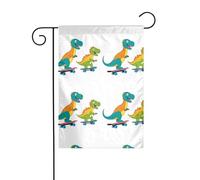 AEKGOHP Due piccoli dinosauri scorrevoli Stampe Giardino pennone esterno cortile decorazione su entrambi i lati 30,5 x 45,7 cm