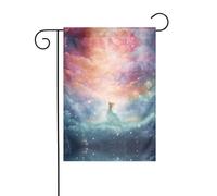 AEKGOHP Fantasy Paradise Space Prints Asta per bandiera da giardino decorazione cortile esterno su entrambi i lati 30,5 x 45,7 cm