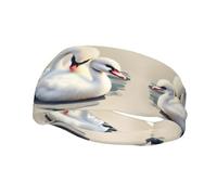 AEKGOHP - Fascia sportiva decorativa per il sudore con stampa di un piccolo cigno - elastica, traspirante, morbida e traspirante per uomini e donne