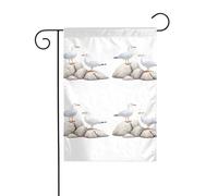 AEKGOHP Gabbiano bianco sulle rocce Stampe Asta per bandiera da giardino decorazione per cortile esterno su entrambi i lati 30,5 x 45,7 cm