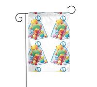 AEKGOHP Giocattoli nella borsa a rete Stampe Asta da giardino Decorazione per cortile esterno su entrambi i lati 30,5 x 45,7 cm