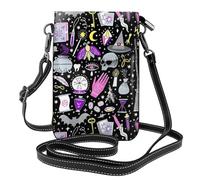 AEKGOHP Il disegno della Boemia della stregoneria magica ha stampato la piccola borsa del telefono di vibrazione del cuoio delle donne della Crossbody del cuoio della piccola