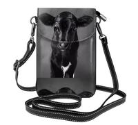 AEKGOHP Il fronte bianco nero della mucca ha stampato la piccola borsa di cuoio del telefono di vibrazione di vibrazione delle piccole donne, impermeabile e durevole