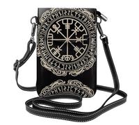 AEKGOHP La bussola delle rune norrene di progettazione magica ha stampato la piccola borsa di cuoio del telefono di vibrazione di vibrazione delle donne di cuoio, impermeabile e