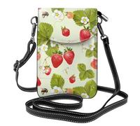 AEKGOHP La fragola adorabile ha stampato la piccola borsa del telefono di vibrazione di vibrazione della borsa di cuoio delle donne, impermeabile e durevole