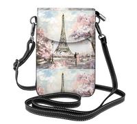 AEKGOHP La Torre Eiffel di Parigi di stile dell'annata ha stampato la piccola borsa di cuoio del telefono di vibrazione del crossbody